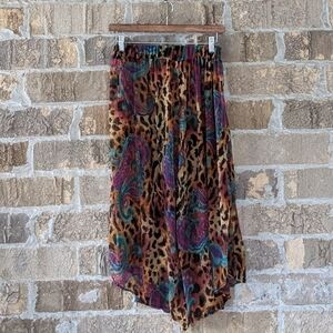 Gold Coast Brand Sheer Leopard Print Paisley Midi Skirt Size 7